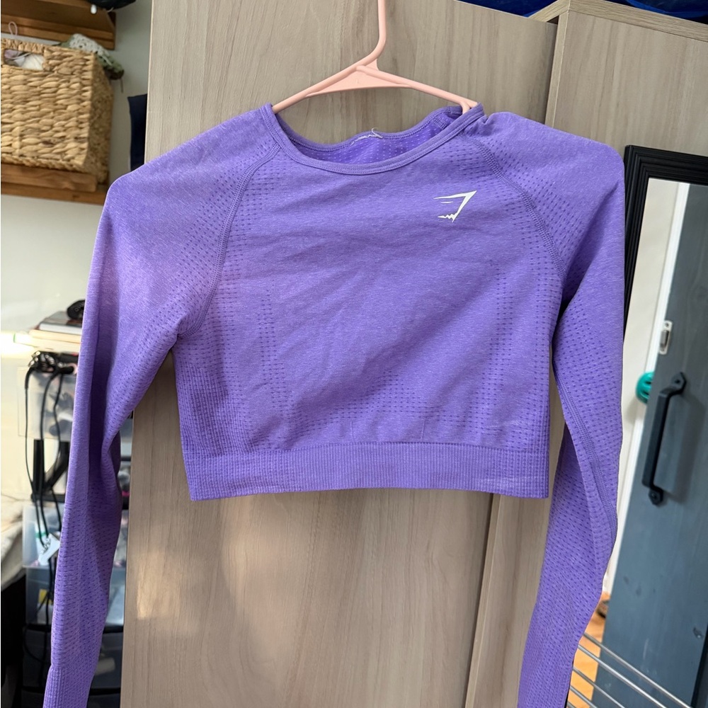 Gymshark Lavender Seamless Long-Sleeve Crop Top